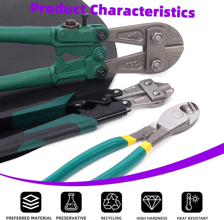 Swpeet Mini Bolt Cutter, 3Pcs Bolzenschneider und Kabelschneider Zangen Set, 8 Zoll Bolzenschneider
