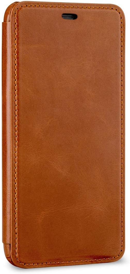 STILGUT Schutz-Hülle kompatibel mit iPhone XS Max Book Type aus Echtleder, Cognac, cognac