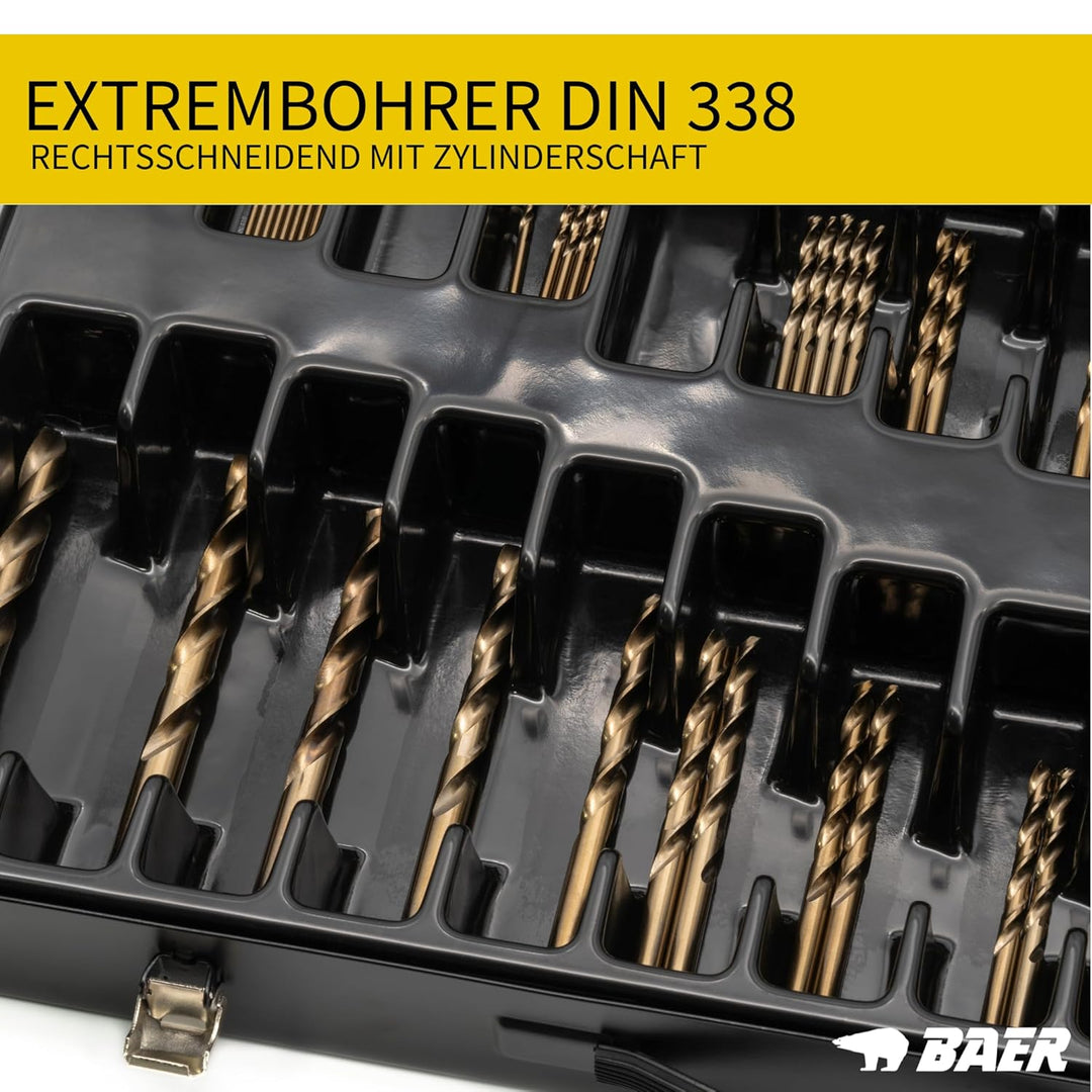 BaerCoil BAER Spiralbohrer HSSE Extrem-Bohrer Magazin (93-teilig - 0,5mm steigend) 1-13 mm - Spiralb