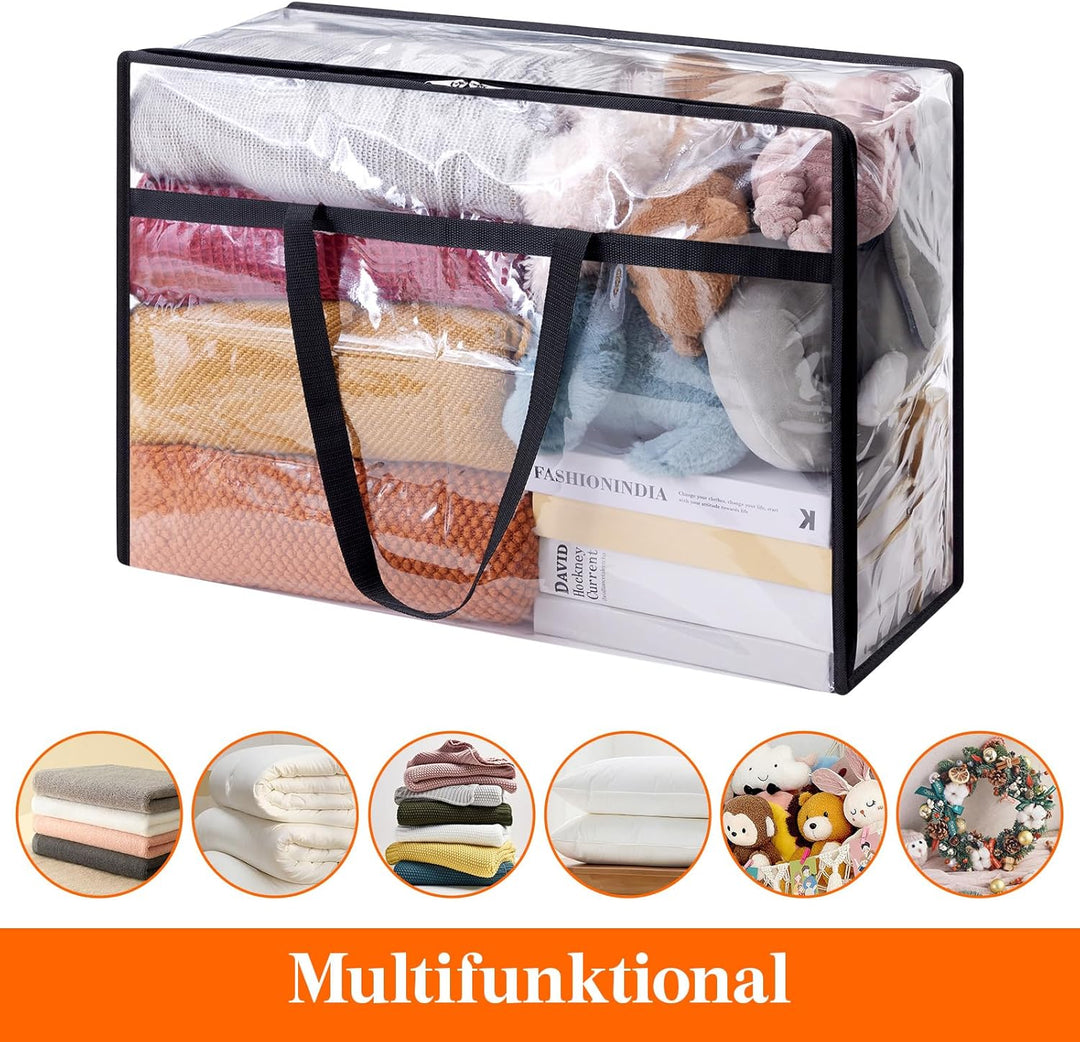 Lifewit 6 Stück Transparente Plastik Aufbewahrungstasche, 60L Kleiderschrank Organizer Aufbewahrungs