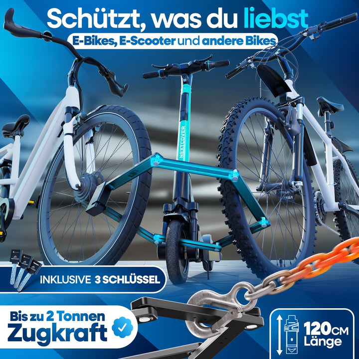 NEXTCOVER® Faltschloss Fahrrad FoldOne 120cm - Das Original - mit SteelSecure-Technologie und 3 Schl