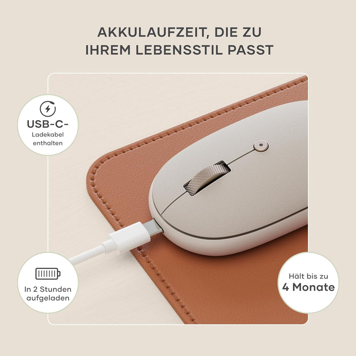 SATECHI OntheGo™ Bluetooth Computermaus, wiederaufladbarer USB-C Akku, Verbindung mit bis zu 3 Gerät
