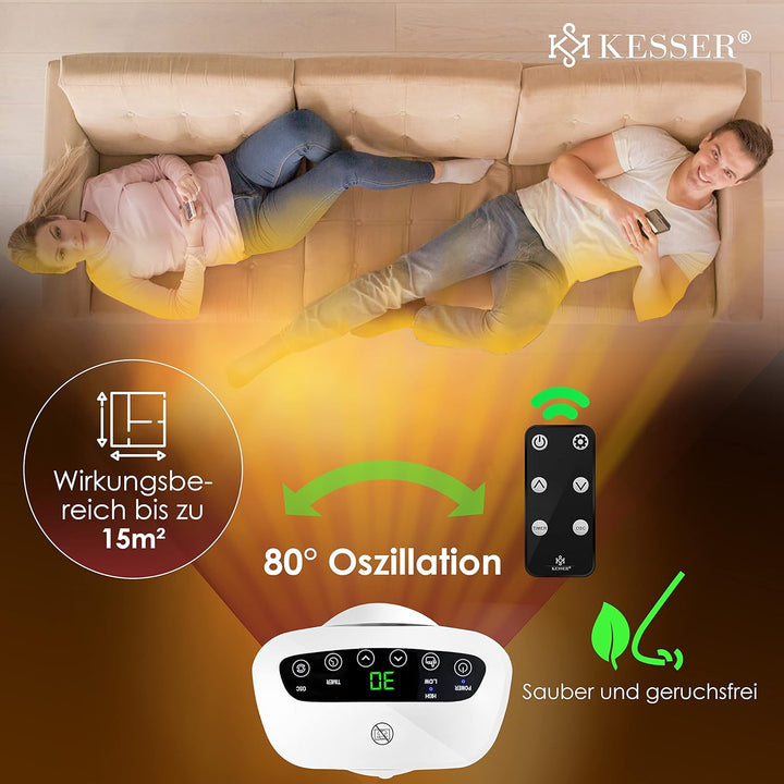 KESSER® Heizlüfter mit Fernbedienung energiesparend leise 2000W Keramik Heizstrahler Standheizstrahl