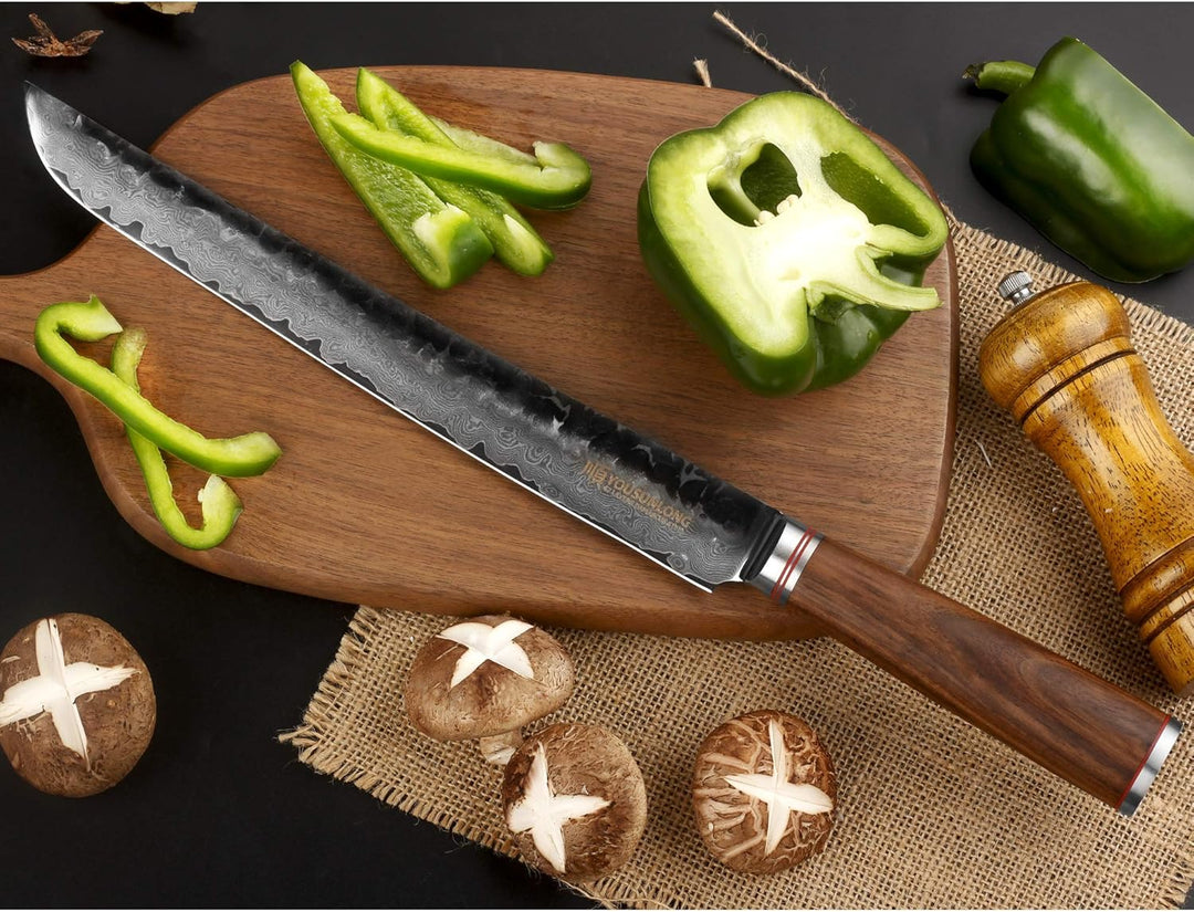 YOUSUNLONG Max Sakimaru Messer 11 Zoll Sashimi Sushi Yanagiba Messer - Japanischer Damaskus gehämmer