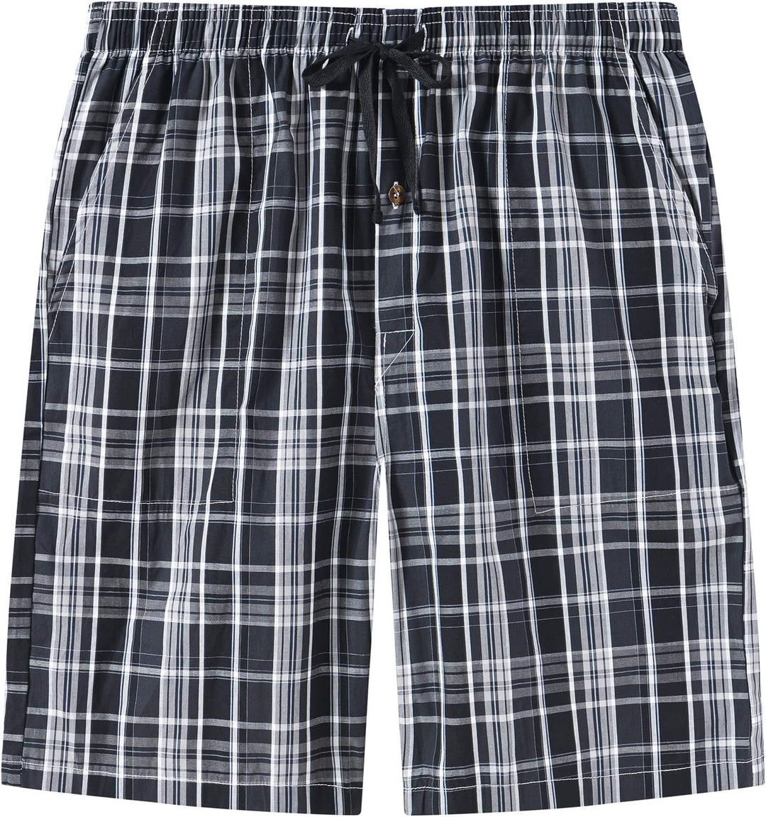 MoFiz Herren Kurze Pyjamahose Baumwolle Schlafshorts Karierte Schlafanzughose Freizeithose Karo Loun
