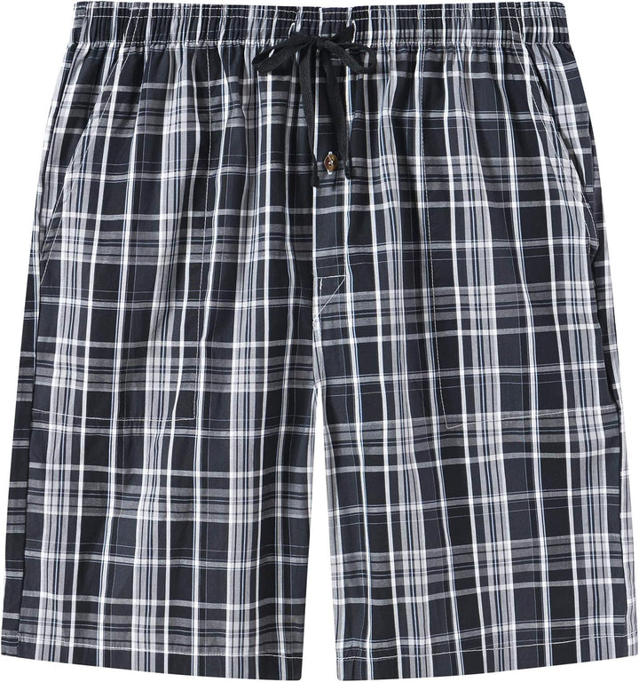 MoFiz Herren Kurze Pyjamahose Baumwolle Schlafshorts Karierte Schlafanzughose Freizeithose Karo Loun