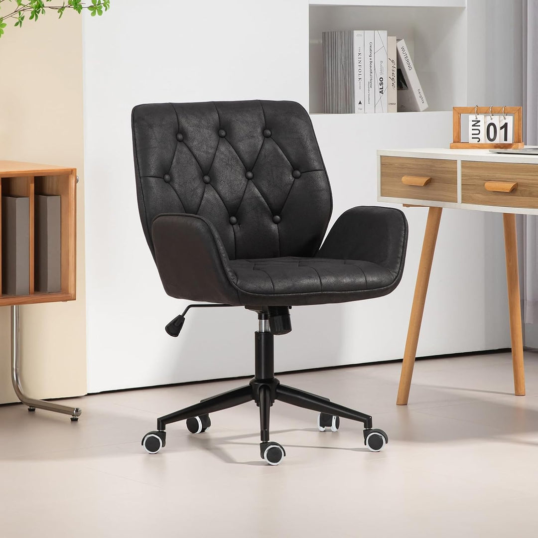 SVITA Gabriel Bürostuhl höhenverstellbar Schreibtischstuhl mit Rollen Vintage-Design Kunstleder Dreh