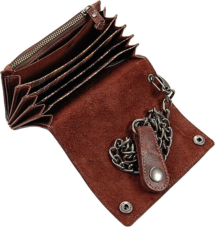 Branco Biker Geldbörse Leder mit Kette Herren Geldbeutel Kettenbörse Bikerbörse Trucker GoBago (Vint