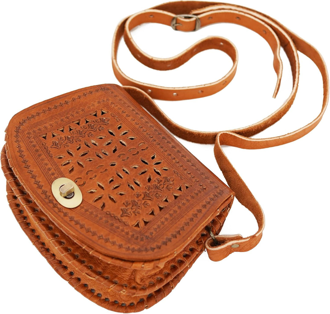 ALMADIH kleine Leder Damentasche Umhängetasche AMIRA Naturleder traditionelle Handarbeit Ledertasche