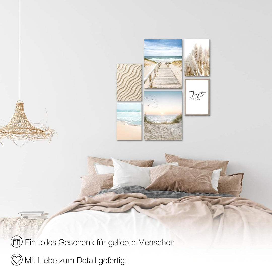 Novart Bilder Set - AUFHÄNGFERTIG - KEIN EXTRA RAHMEN BENÖTIGT - Meer Modern Paradies Strand - Wohnz
