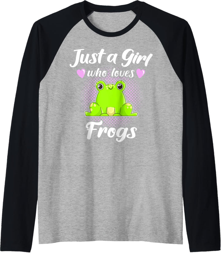 Froschmotiv Frosch Sprüche Girl Loves Frogs Raglan