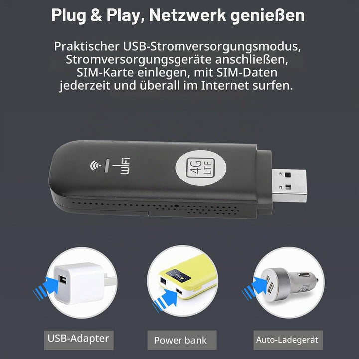 Tragbares 4G-LTE-USB-WLAN-Modem mit SIM-Kartensteckplatz, Hochgeschwindigkeit für 8 Benutzer, Unters