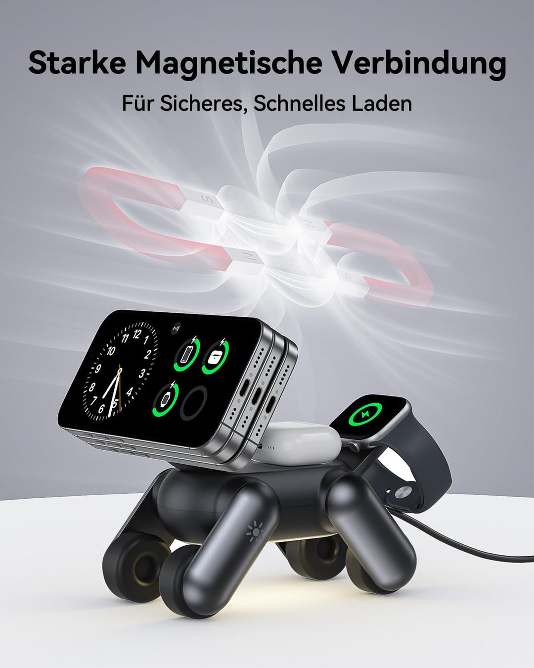 3 in 1 Ladestation für Apple Watch und iPhone AirPods MagSafe Ladegerät für iPhone Air/17/16/15/14/1