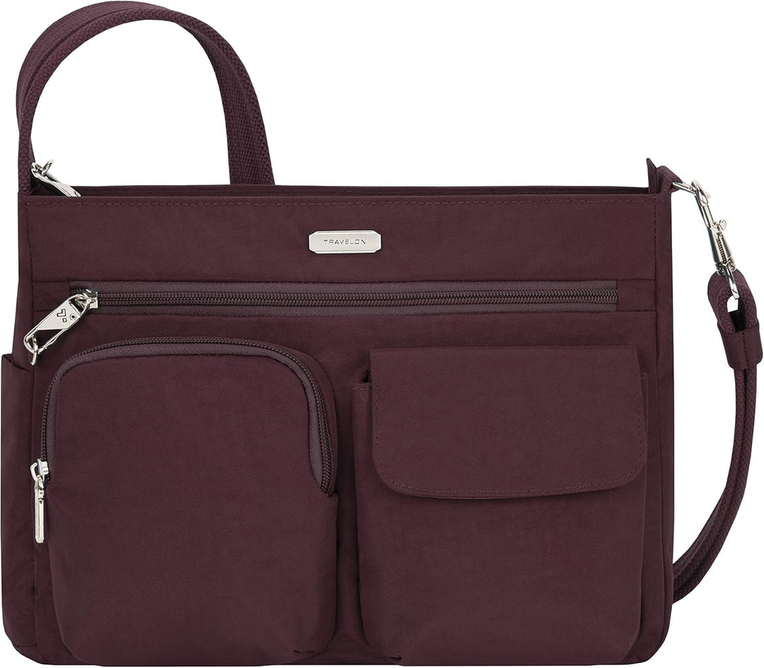 Travelon Unisex Essentials Anti-Diebstahl aufgesetzte Tasche Crossbody-Tasche, Dunkles Bordeauxrot