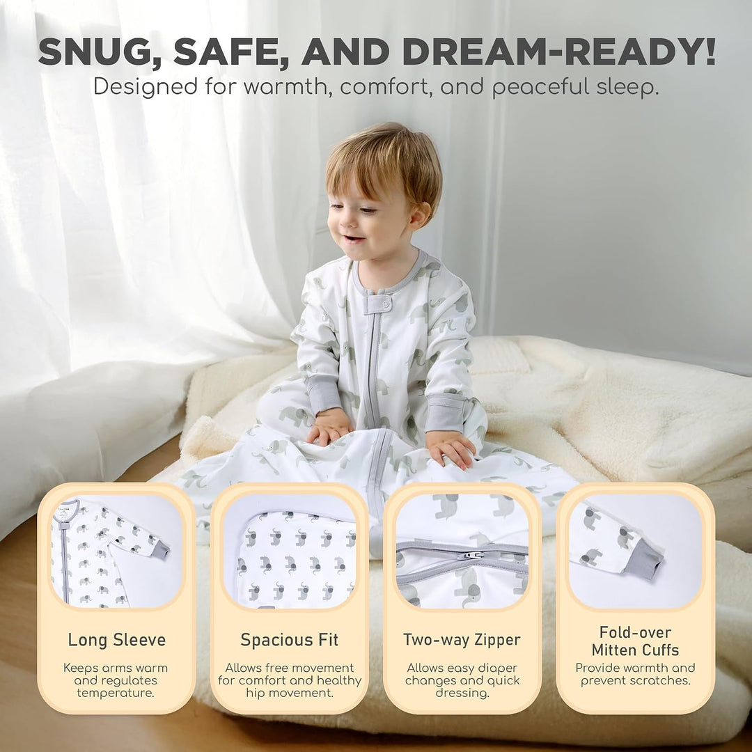Mama Cheetah Baby Schlafsack mit Ärmeln, 1,0 TOG 2er-Pack 100% Bio-Baumwolle Wearable Blanket und Zw
