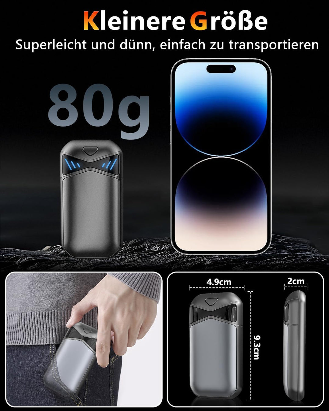Handwärmer Elektrisch Wiederverwendbar 2er-Pack,7000mAh Magnetisch Taschenwärmer aufladbar Hand Warm