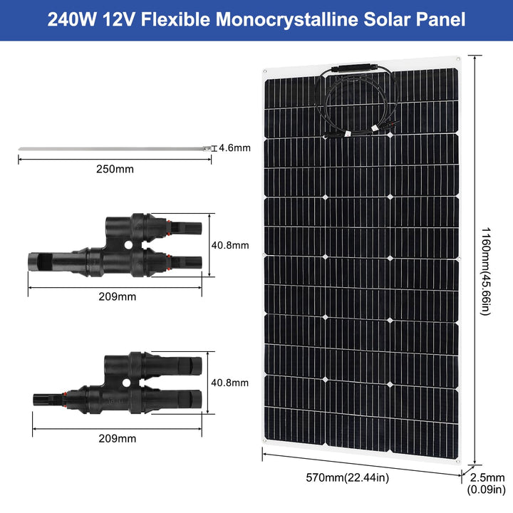 【240W 12V Flexible Solarmodule】DERUXI 2x120W Solarpanel Camping 12V: 120W*2pcs Flexibles Solar Panel