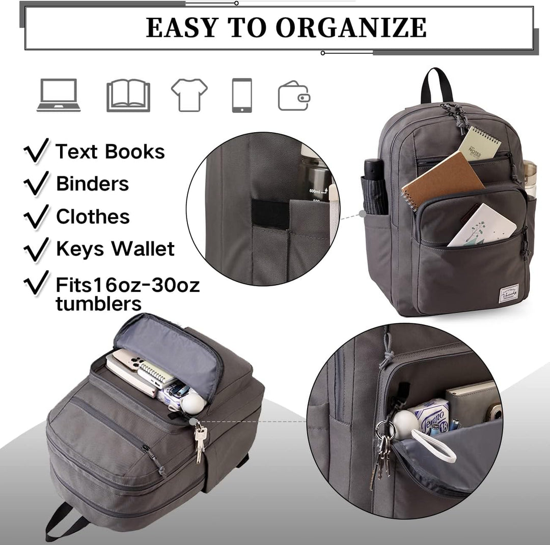 VASCHY Schulrucksack, Wasserabweisend 15.6 Zoll Rucksack Herren Schulranzen Hochschule Schultasche C