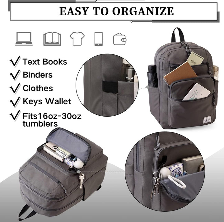 VASCHY Schulrucksack, Wasserabweisend 15.6 Zoll Rucksack Herren Schulranzen Hochschule Schultasche C