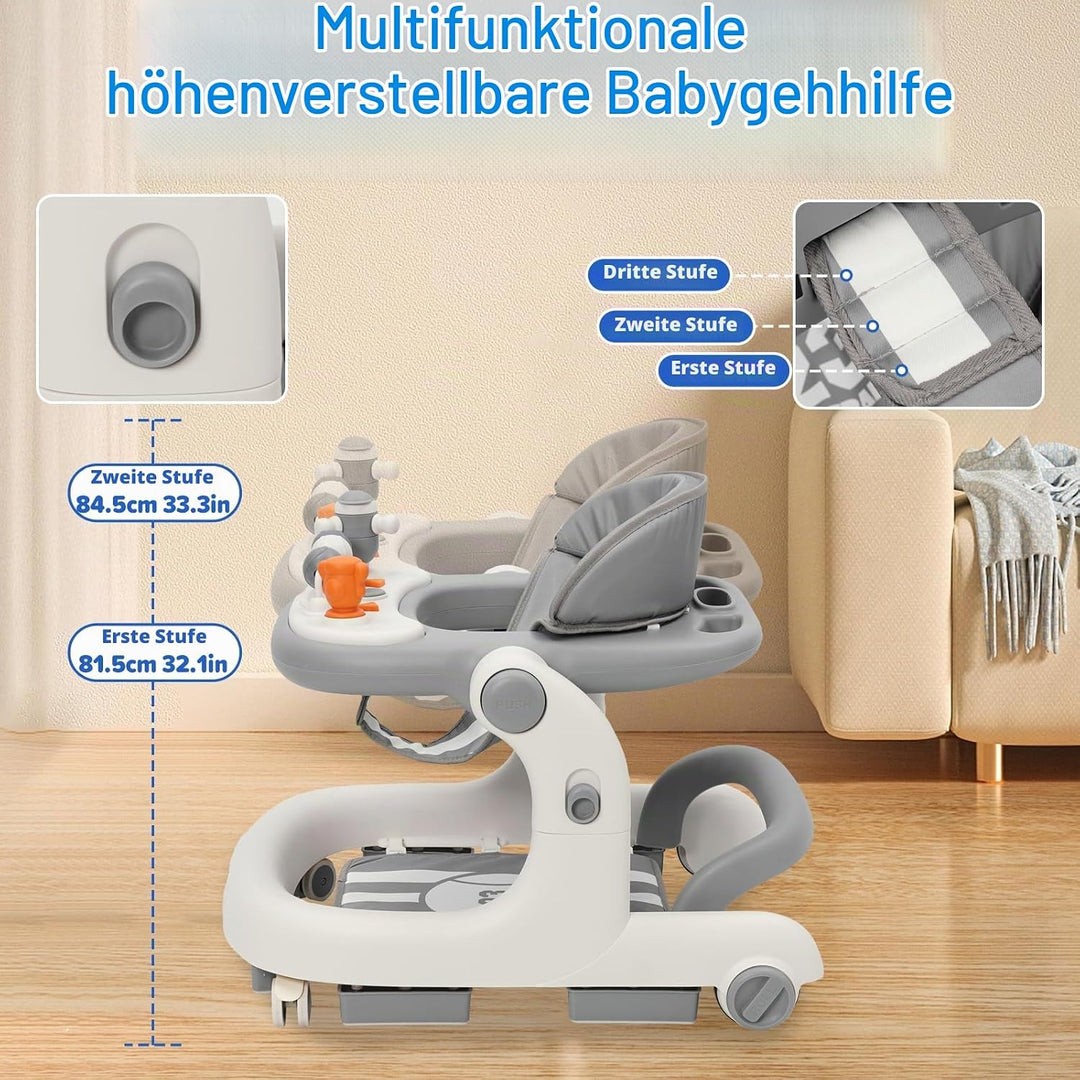 Siairo 3 in 1 Lauflernhilfe Baby Lauflernhilfe mit einstellbarer Höhe &amp; Geschwindigkeit Rollen, Lich