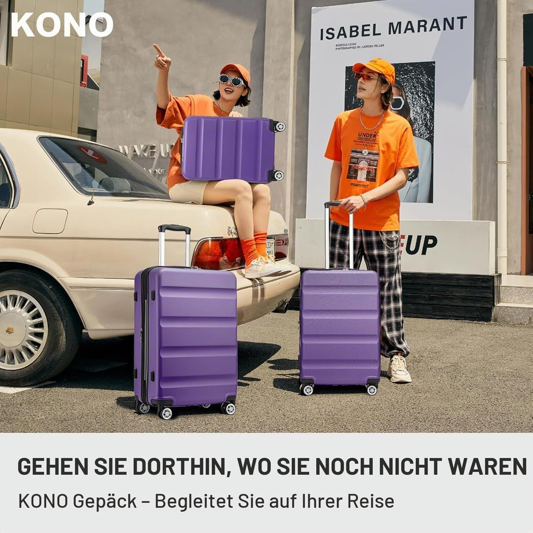 KONO Koffer Trolley Mittelgrosser Erweiterbares Hartschalenkoffer Leicht Reisekoffer mit TSA-Schloss