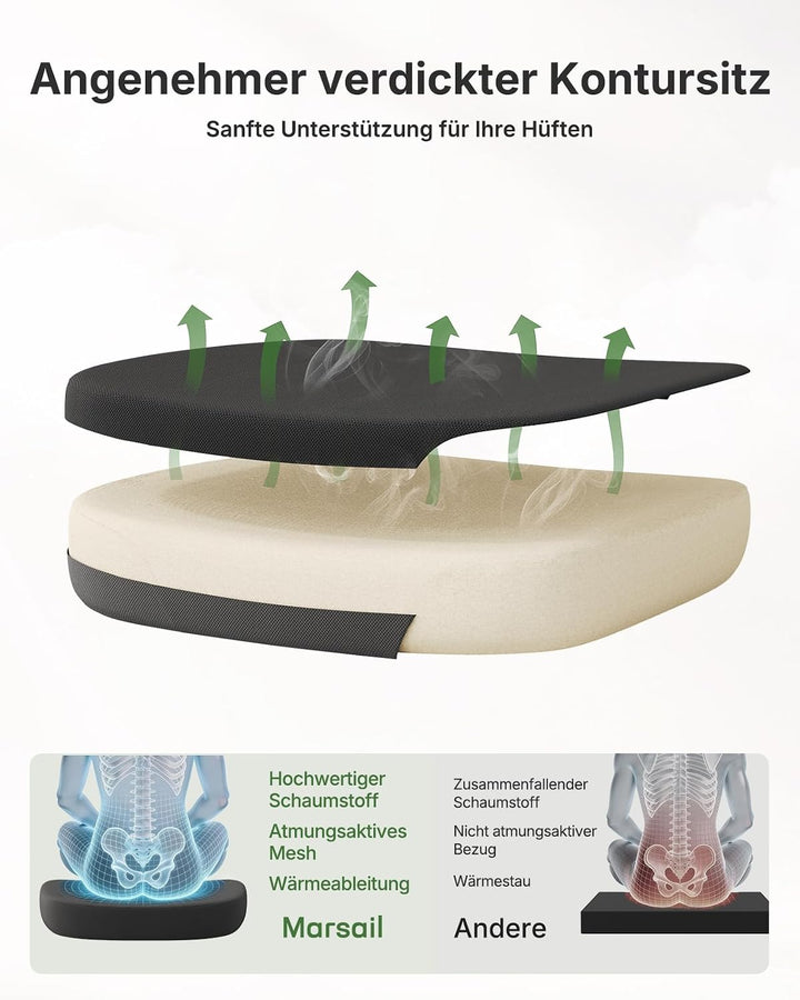 Marsail 2026 Neu Bürostuhl Ergonomisch, 104°–130° Arretierbare Rückenlehne Schwarz Schwarz 1, Schwar