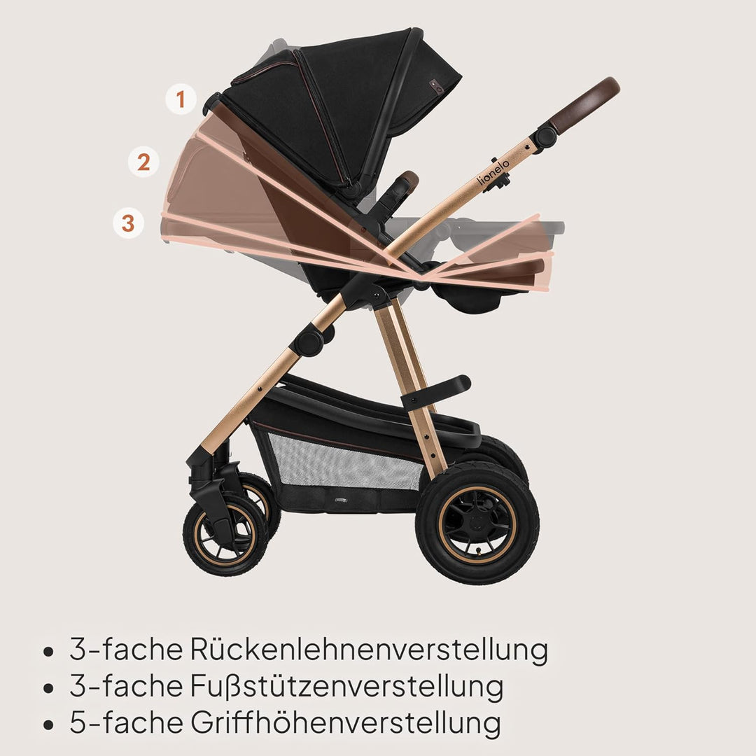 LIONELO Amber Kinderwagen 2 in 1 Kombikinderwagen, Kinderwagen Set mit sportlichen Sitz und fester B