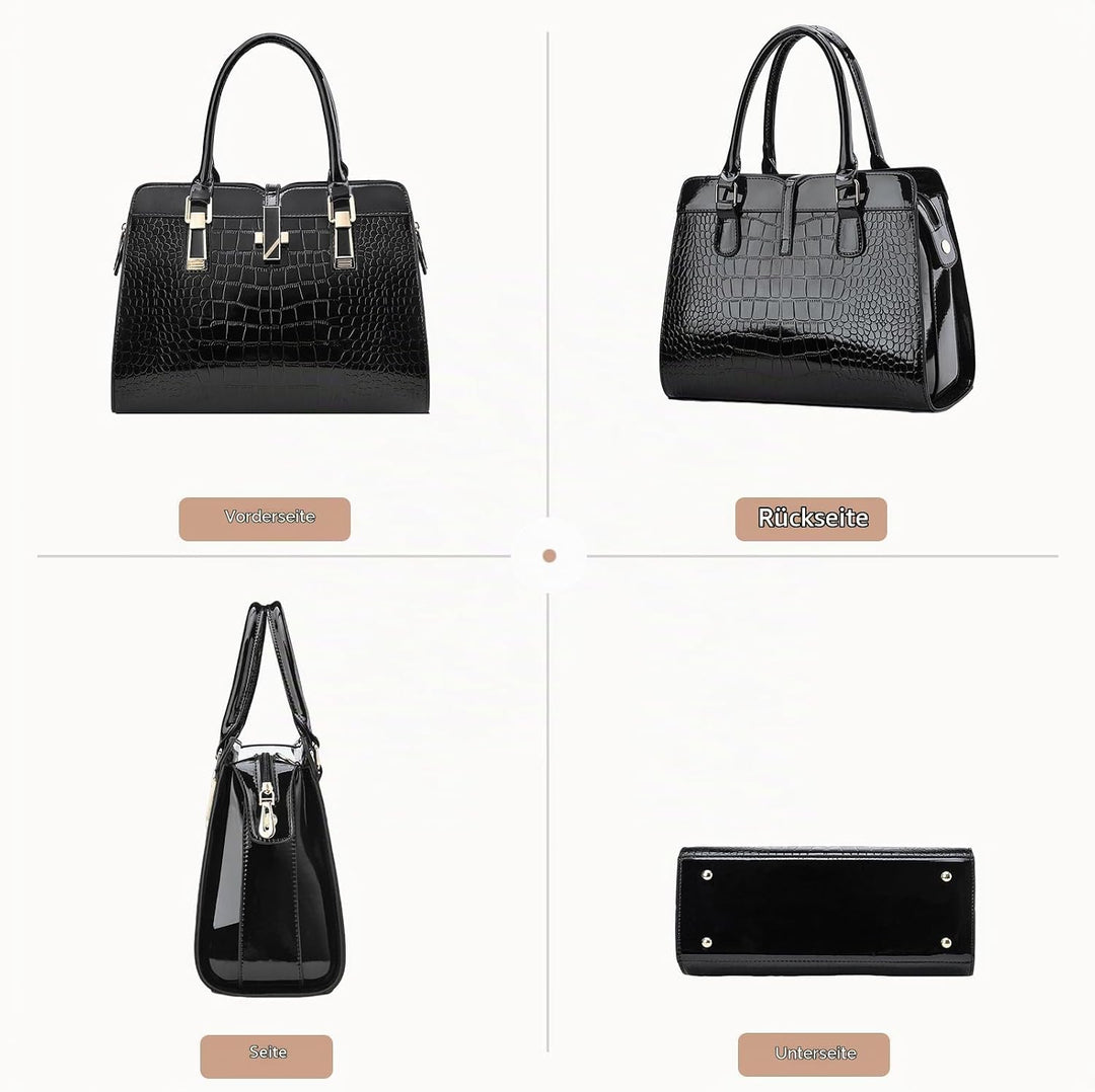 Nicole&amp;Doris Damen Handtaschen Neue Umhängetasche Lackleder Shell Schultertasche Henkeltaschen Tasch