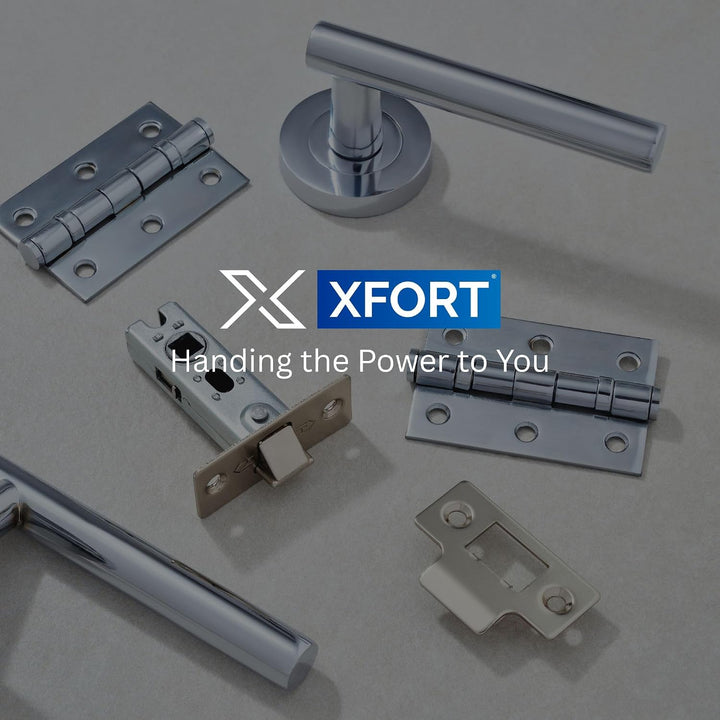 XFORT® 4er-Pack Türgriff auf Rosette, T-Stab-Drücker-Türgriffe in poliertem Chrom-Finish, eleganter