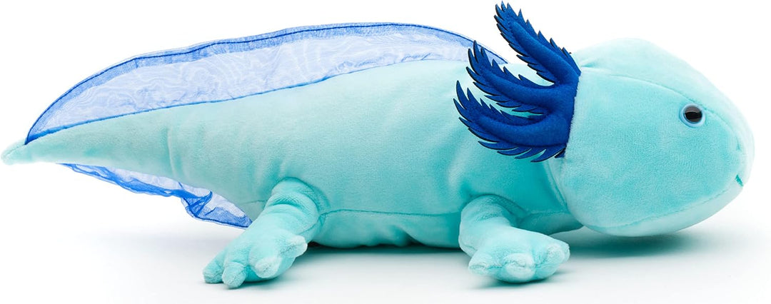 Original Uni-Toys - Axolotl (hellblau) - Leuchtet im Dunkeln (fluoreszierender Plüsch) - 32 cm (Läng