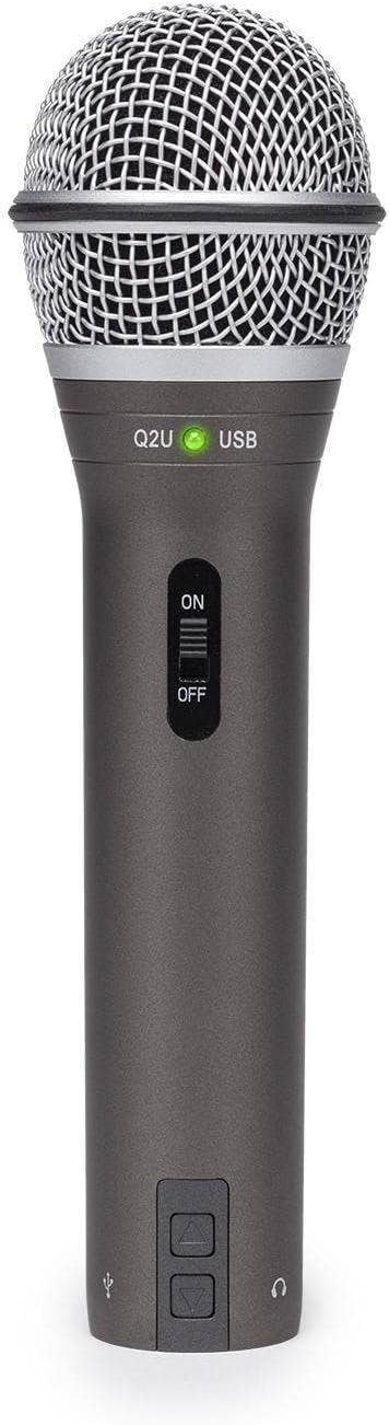 Samson Q2U Aufnahme- und Podcasting-Paket - Dynamisches USB / XLR-Mikrofon mit Zubehör, grau Single,