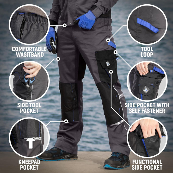 Prisma Arbeitshosen Männer Cargohose Herren mit Elastischem Bund, Hammerschlaufe, Zwei Vordertaschen