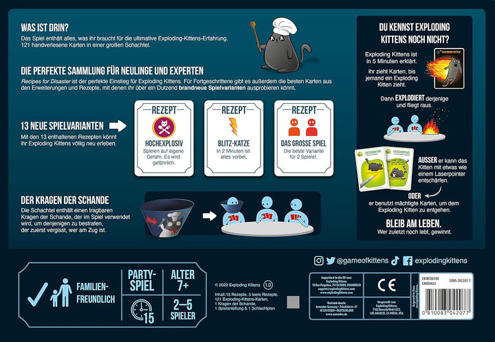 Exploding Kittens | Exploding Kittens – Recipes for Disaster | Partyspiel | Kartenspiel | 2-5 Spiele