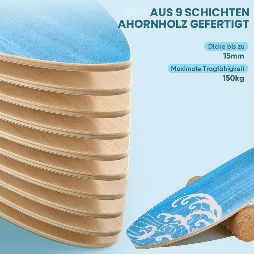 Surf Balance Board Trainer, Balanceboards Holz für Erwachsene Surf Core-Training, Fitness, Indoor Su