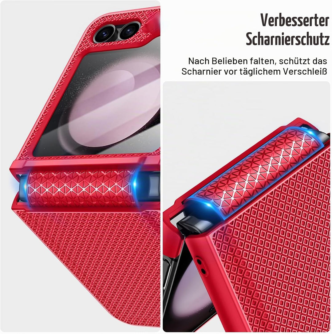 Doeshine für Samsung Galaxy Z Flip 5 Hülle mit Scharnierschutz &amp; Displayschutzfolie, Rutschfester Te