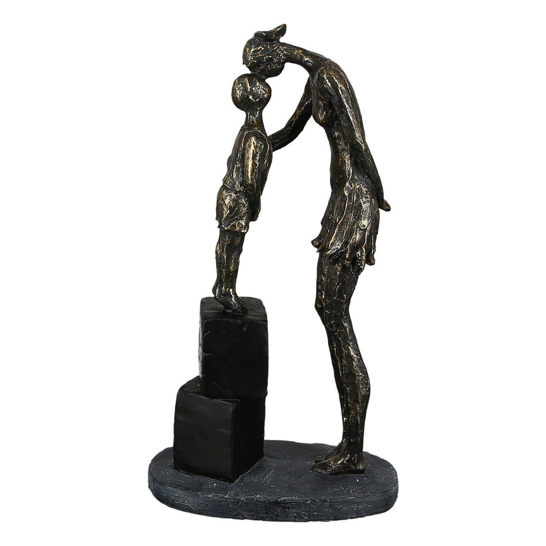 Casablanca modernes Design Gilde Skulptur Mum and Child bronzefarben, Basis in grau H: 28 cm B: 15 c