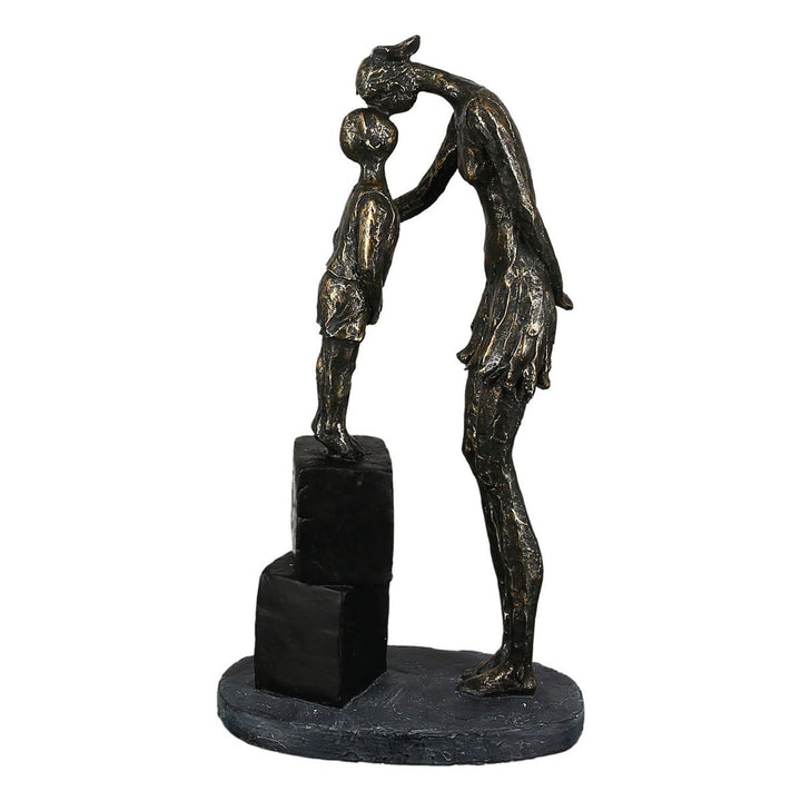 Casablanca modernes Design Gilde Skulptur Mum and Child bronzefarben, Basis in grau H: 28 cm B: 15 c