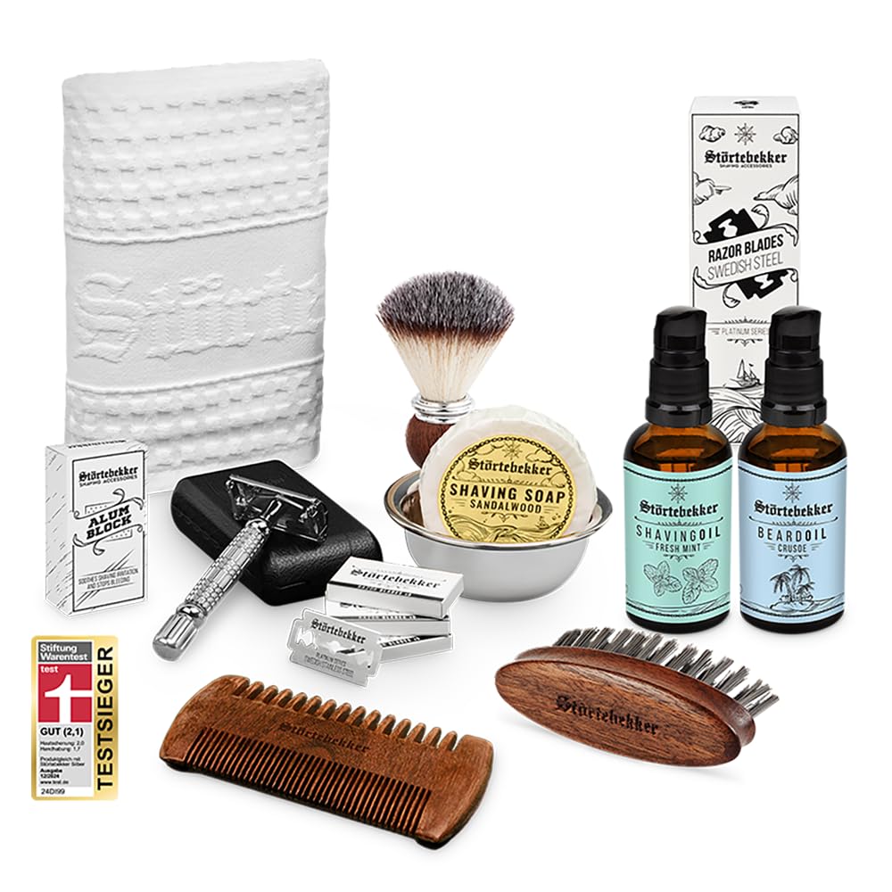 Störtebekker® Premium Rasierhobel All-in-one Set - inkl. Rasierpinsel, Rasierseife, Rasierschale, Ra