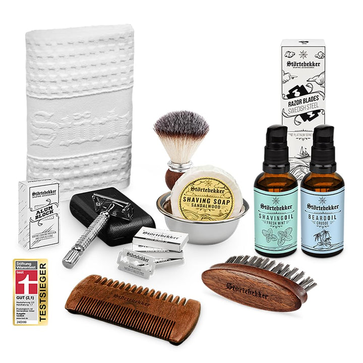 Störtebekker® Premium Rasierhobel All-in-one Set - inkl. Rasierpinsel, Rasierseife, Rasierschale, Ra