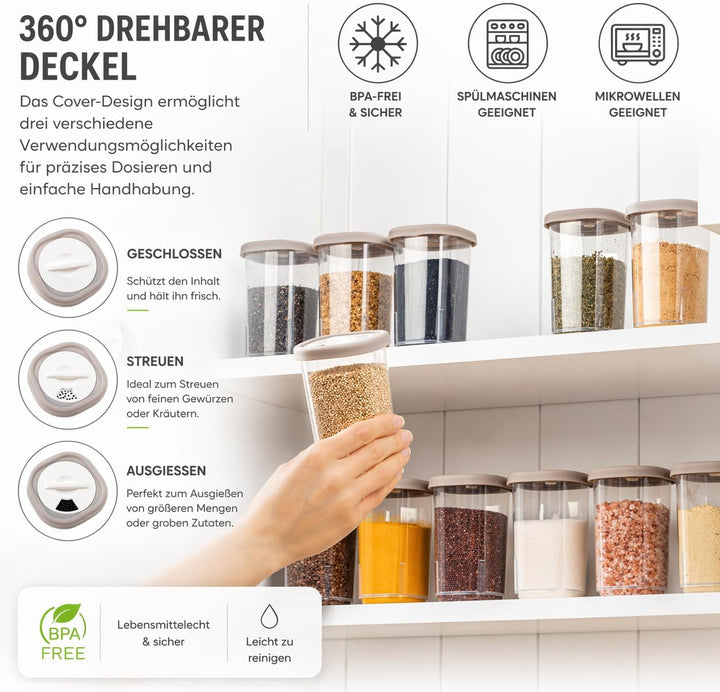 IDOBY 12er Set Gewürzbox aus Kunststoff, Transparente Gewürzdose, BPA-Freiem Kunststoff Camping Gewü