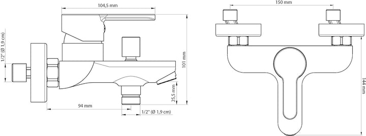 Eisl Wannenfüllarmatur Diziani, Einhebelmischer, Bicolor Optik Chrom/Weiss, NI023DINWCR DIZIANI Wann