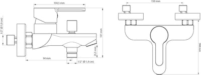 Eisl Wannenfüllarmatur Diziani, Einhebelmischer, Bicolor Optik Chrom/Weiss, NI023DINWCR DIZIANI Wann