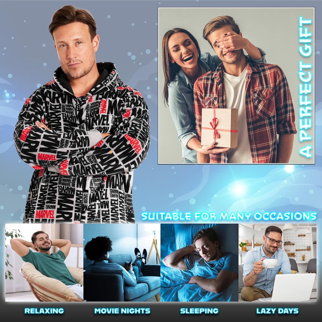Marvel Kapuzen Flausch Fleece Onesies für Herren und Jugendliche - Bequeme Loungewear S-3XL - Gesche