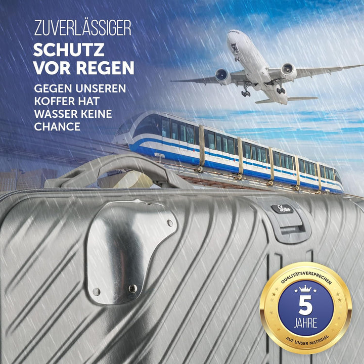80L (64x44x28) Reisekoffer mit Rollen - Extrem Stabiler Trolley Koffer mit Laptoptaschen-Befestigung