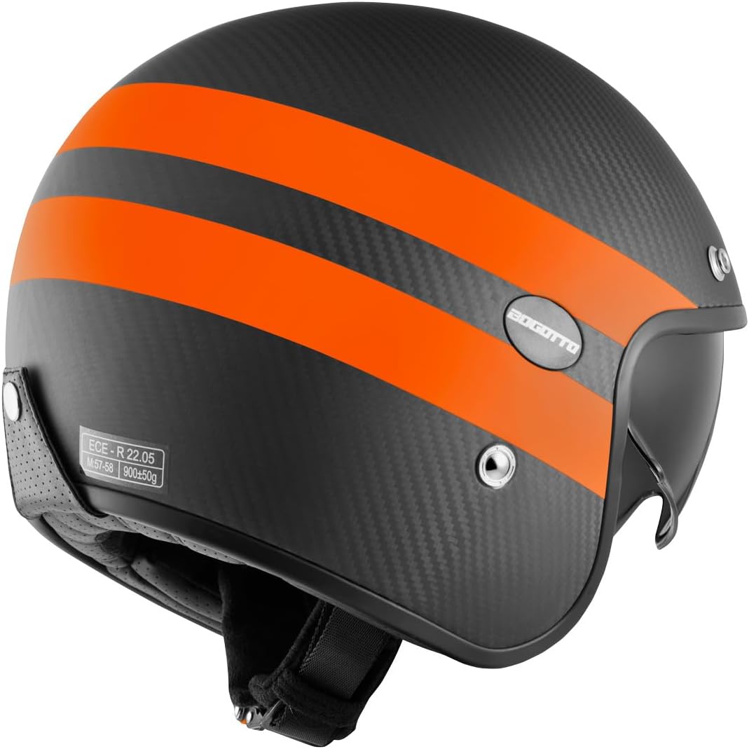 Bogotto V587 Crono Carbon Jethelm XS Schwarz Matt/Orange, XS Schwarz Matt/Orange
