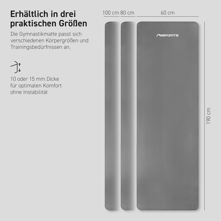 MSPORTS Gymnastikmatte | Yogamatte Premium rutschfest inkl. Tragegurt + Übungsposter + Workout App I