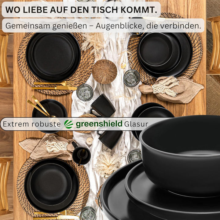 SÄNGER Madeira | Kombiservice 24 teilig, Steingut Geschirr Set 6 Personen, 6x Teller Set 6x Frühstüc