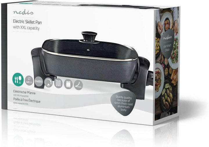 Elektrische Pfanne - 40 cm - Dickwandiges Aluminium-Gussgehäuse Single, Single