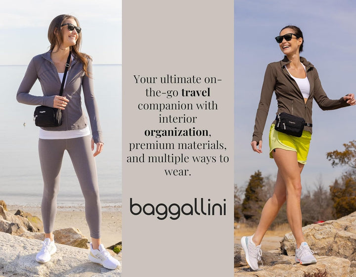 Baggallini Triple Zip Mini Sac bandoulière, Noir Schwarz, Schwarz