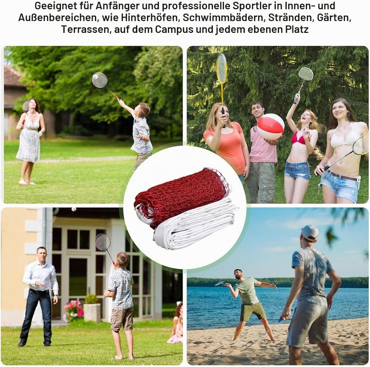 Badminton Netz, 0.76 x 6.1M Professionelles Tennisnetz mit Drahtseil, Tragbares Netz aus Polypropyle